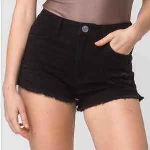 RSQ MAUI HIGH RISE RIPPED DENIM SHORTS